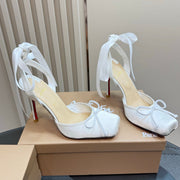 CL 25C Cassia Lace Up 100mm White Silk 215857