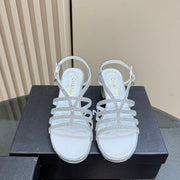 CC 25 Sandal Heels Silver Sheepskin 239420