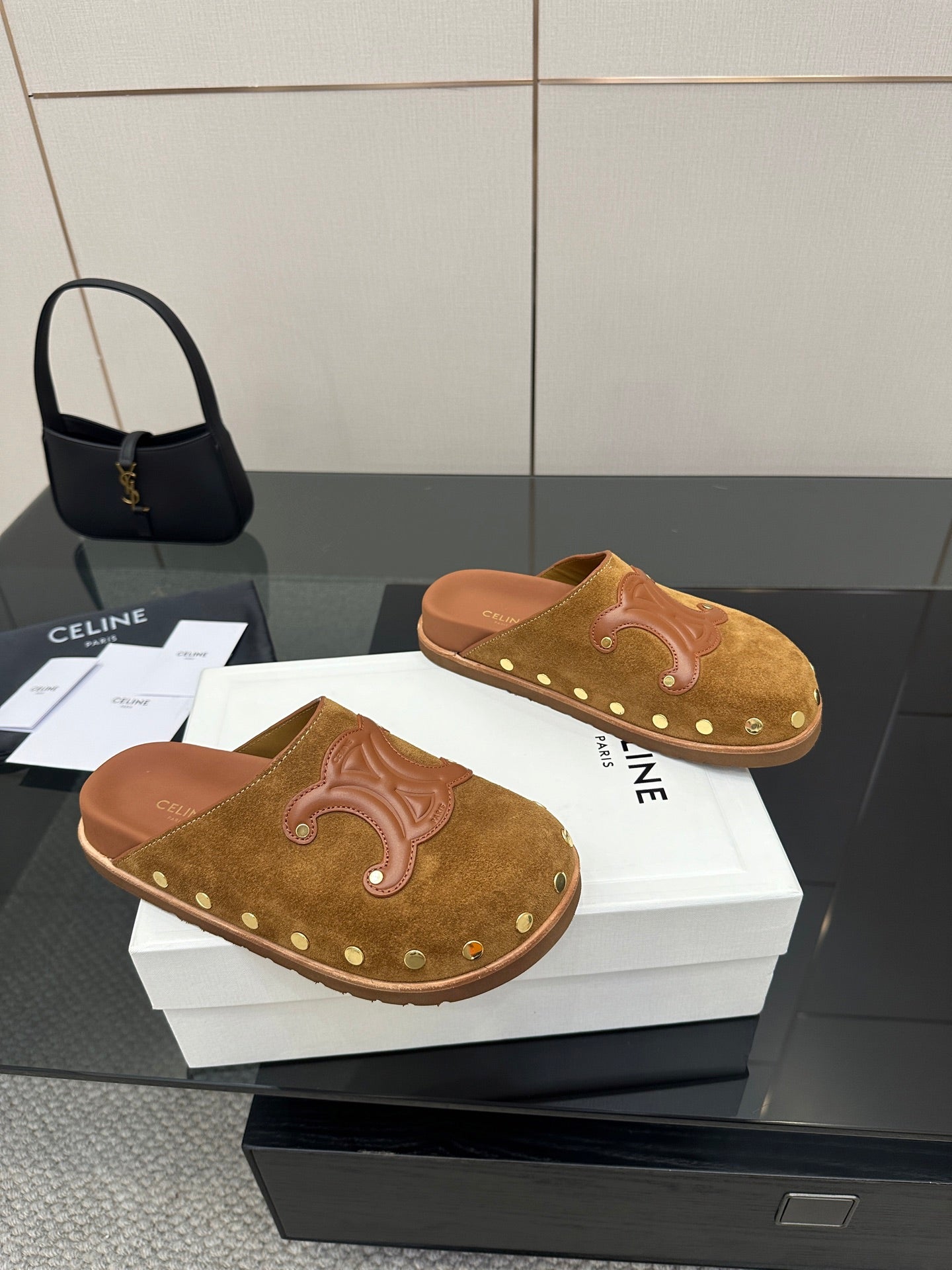 Celine 2026 Pitea Clog Sandal Brown Suede Leather