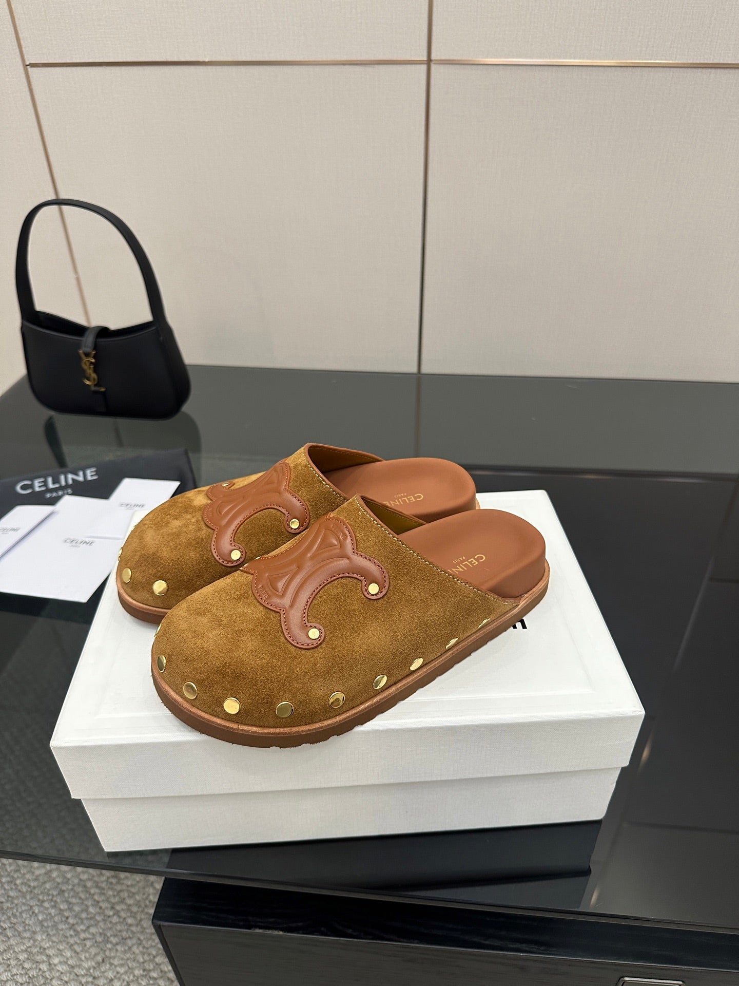 Celine 2026 Pitea Clog Sandal Brown Suede Leather
