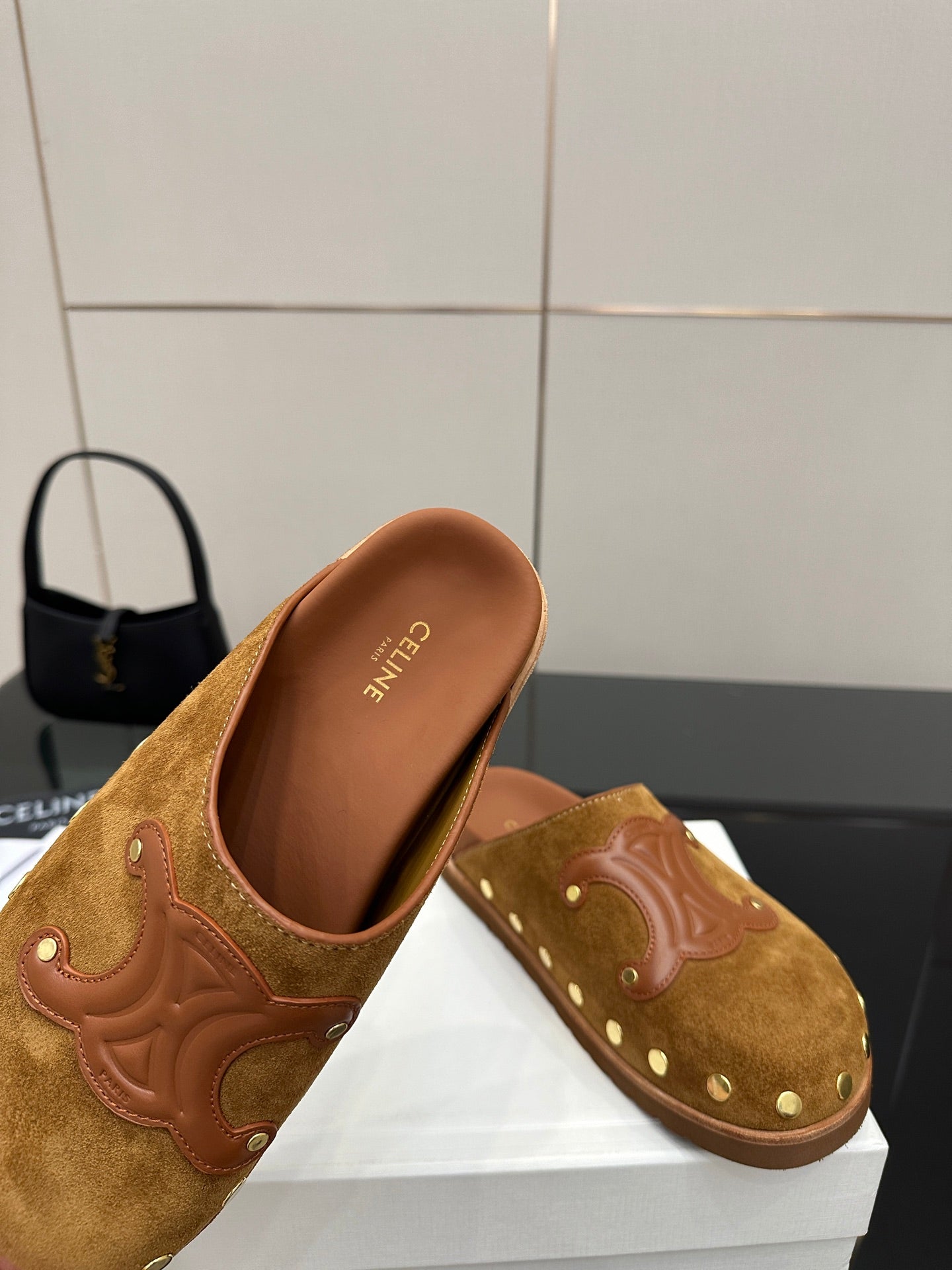 Celine 2026 Pitea Clog Sandal Brown Suede Leather