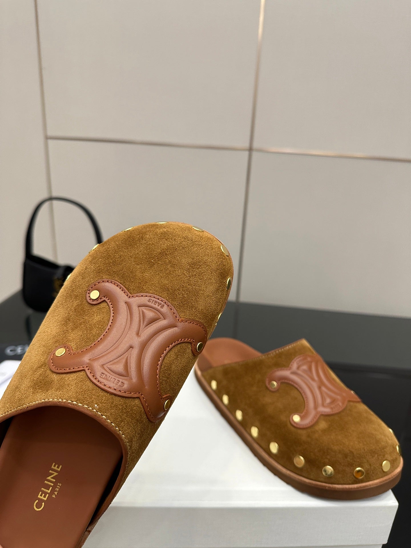 Celine 2026 Pitea Clog Sandal Brown Suede Leather