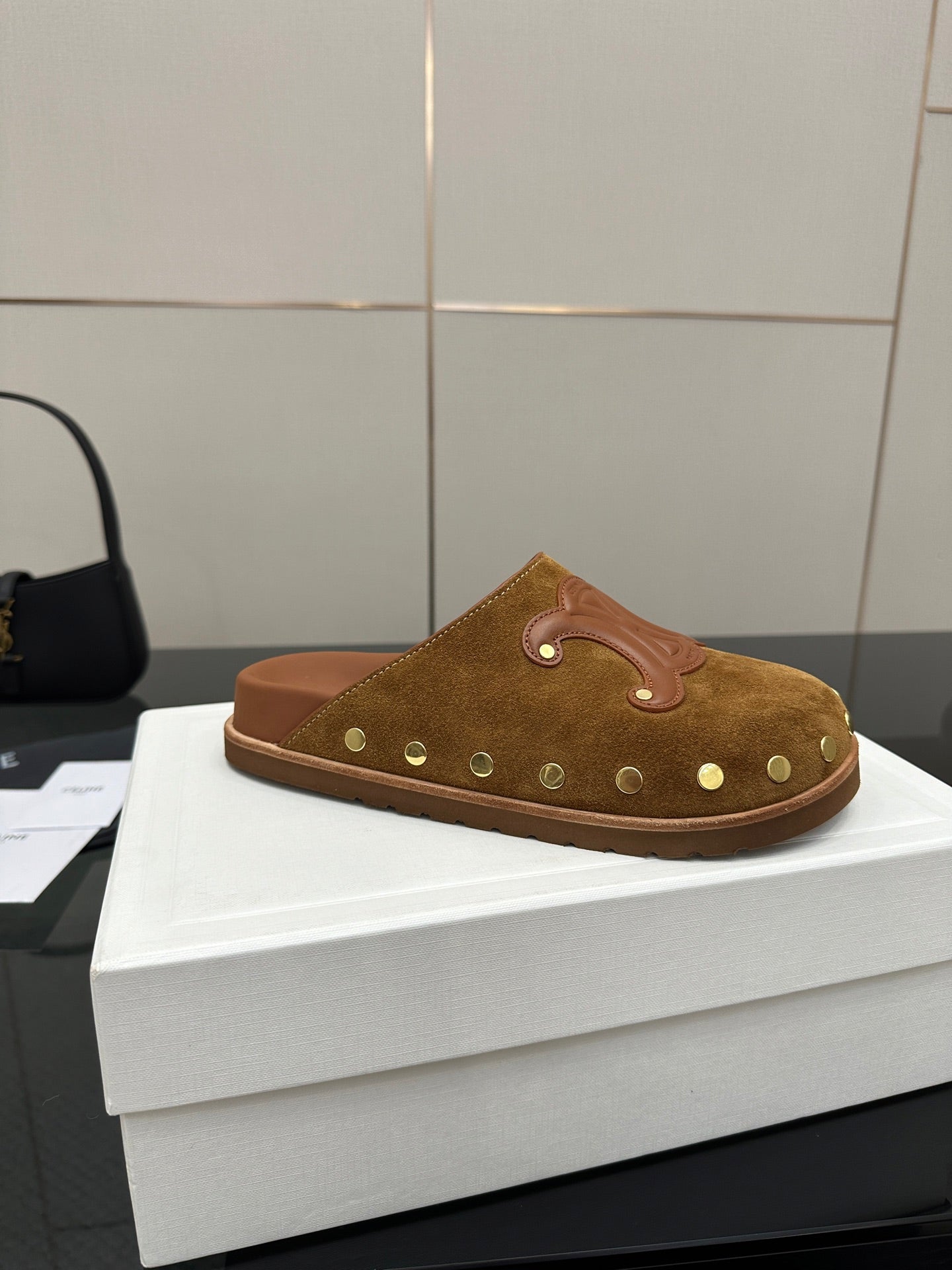 Celine 2026 Pitea Clog Sandal Brown Suede Leather