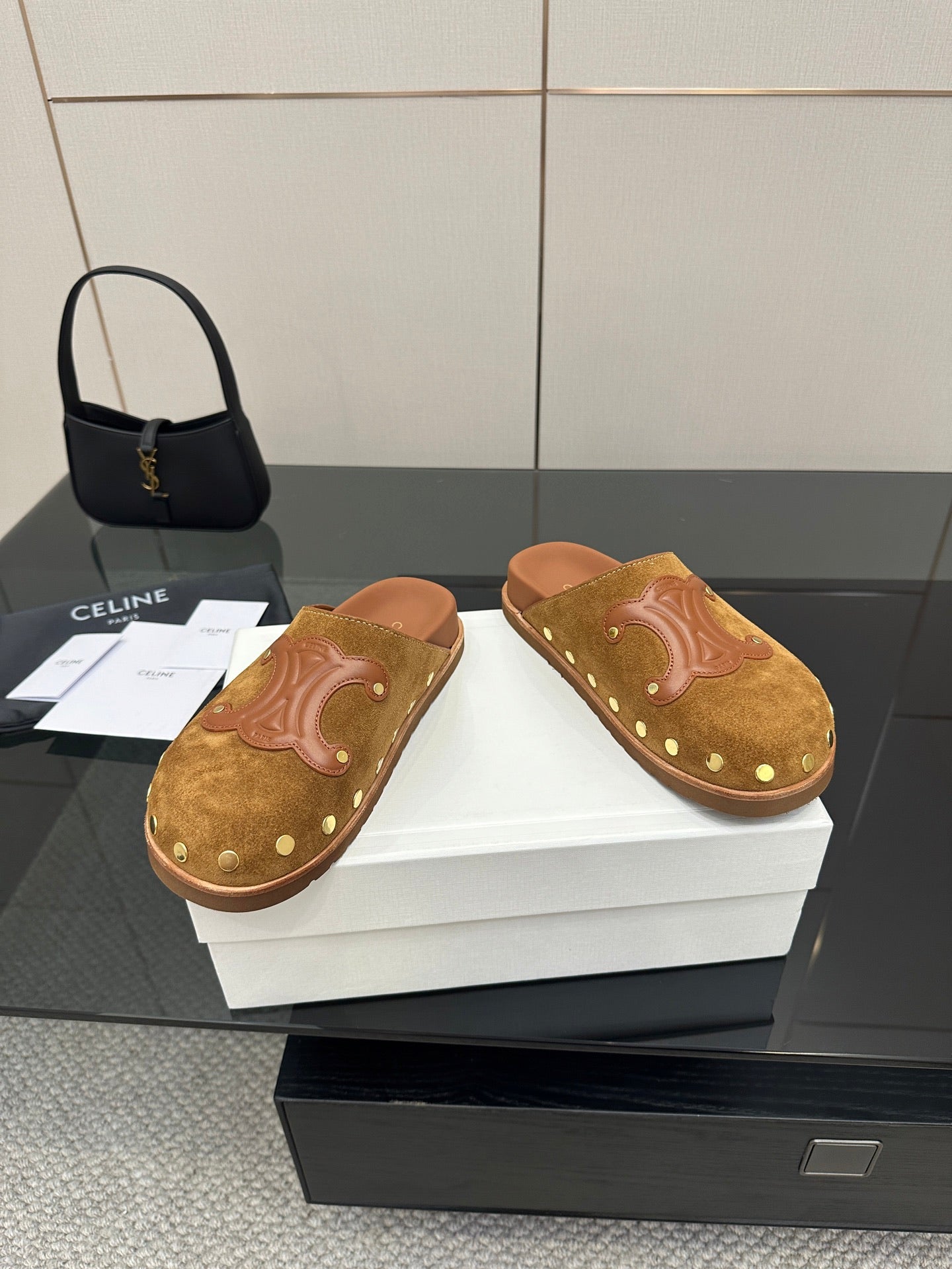 Celine 2026 Pitea Clog Sandal Brown Suede Leather