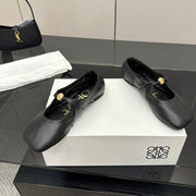 Loewe 25 Pebble Ballet Flats Black Calfskin
