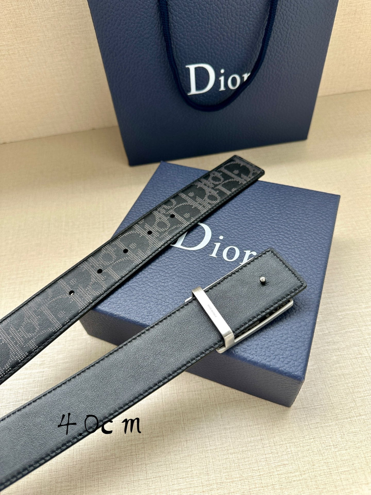 Dior 2026 Oblique Plaque Buckle Belt 40mm Leather