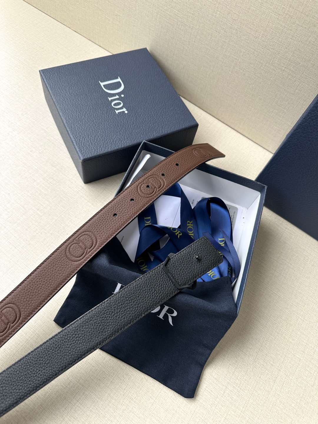 Dior 2026 CD Logo Buckle Belt 35mm Cowhide