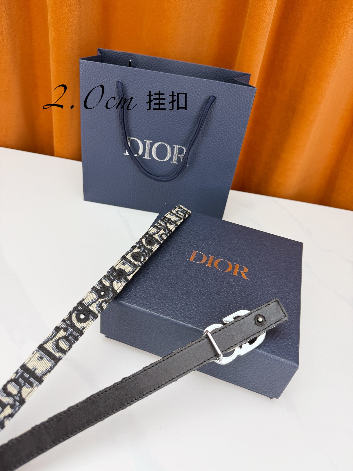 Dior 2026 Oblique CD Buckle Belt 20mm Fabric Leather