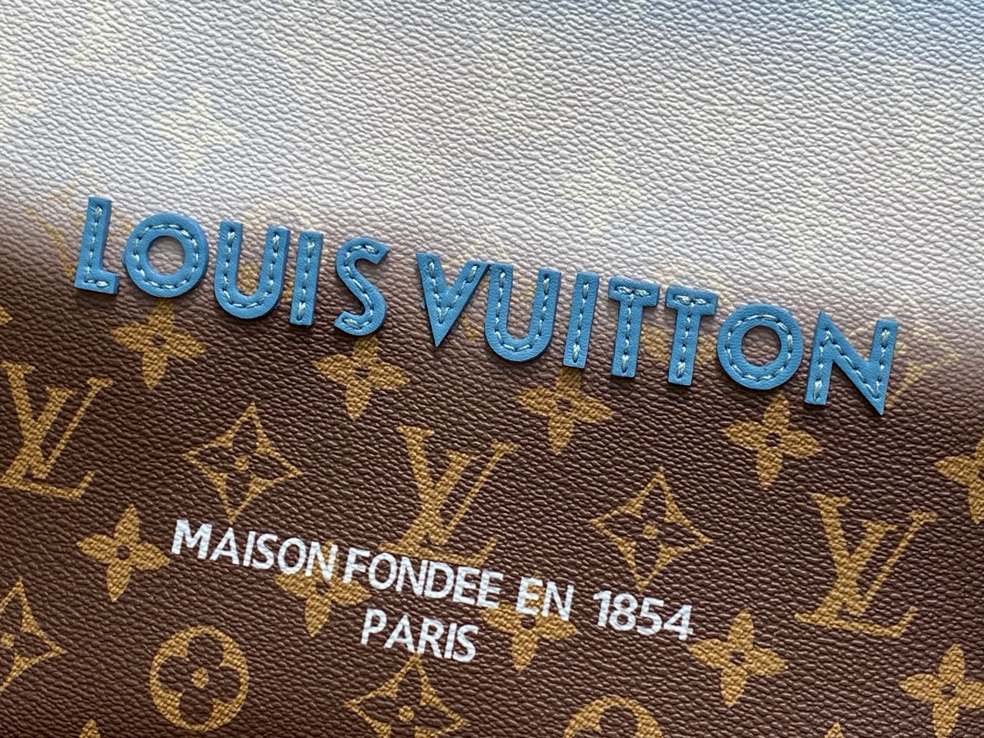 LV 2025 Blue Gradient Square Tote Shopping Bag Cowhide 343985