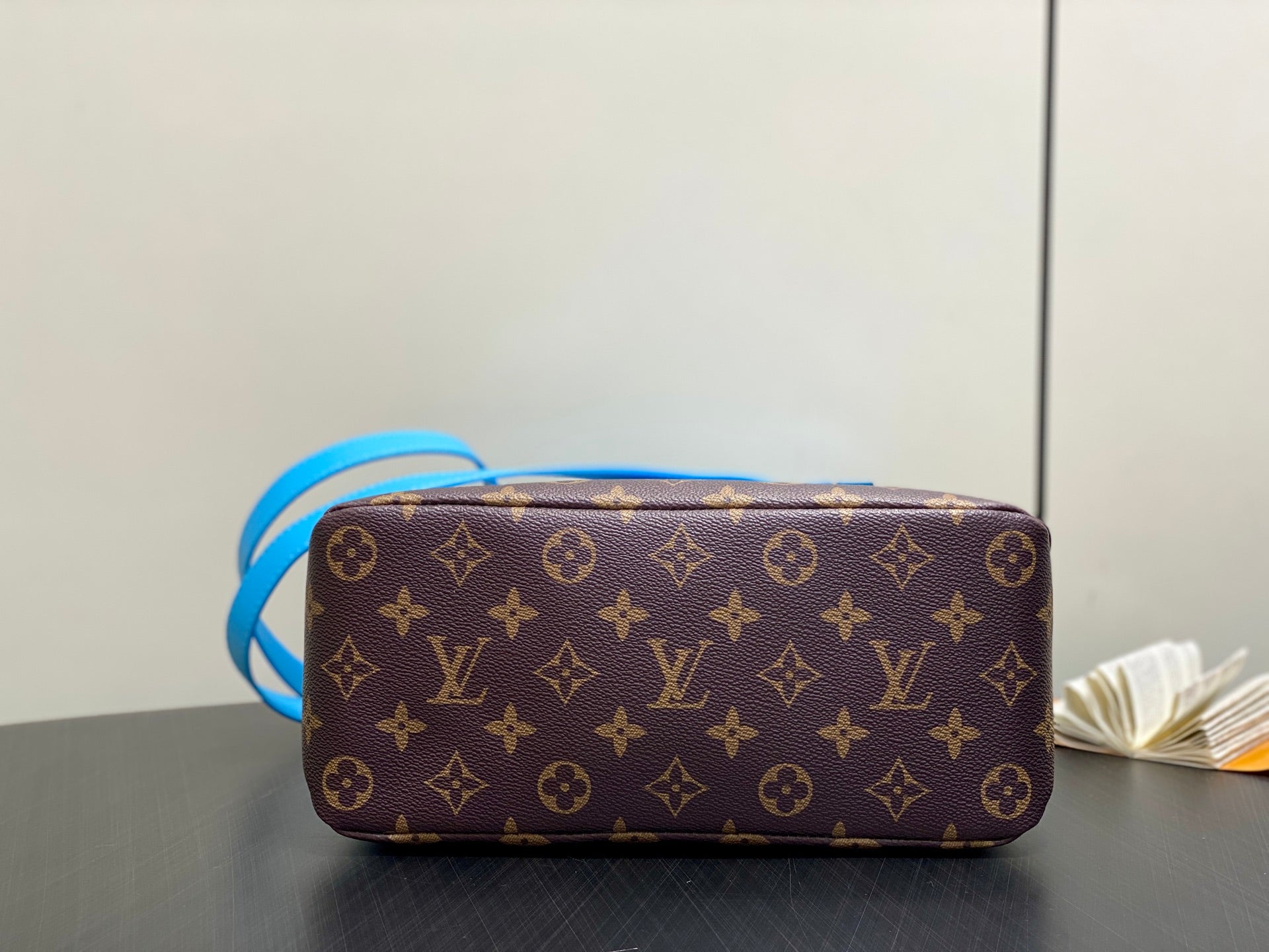 LV 2025 Blue Gradient Square Tote Shopping Bag Cowhide 343985