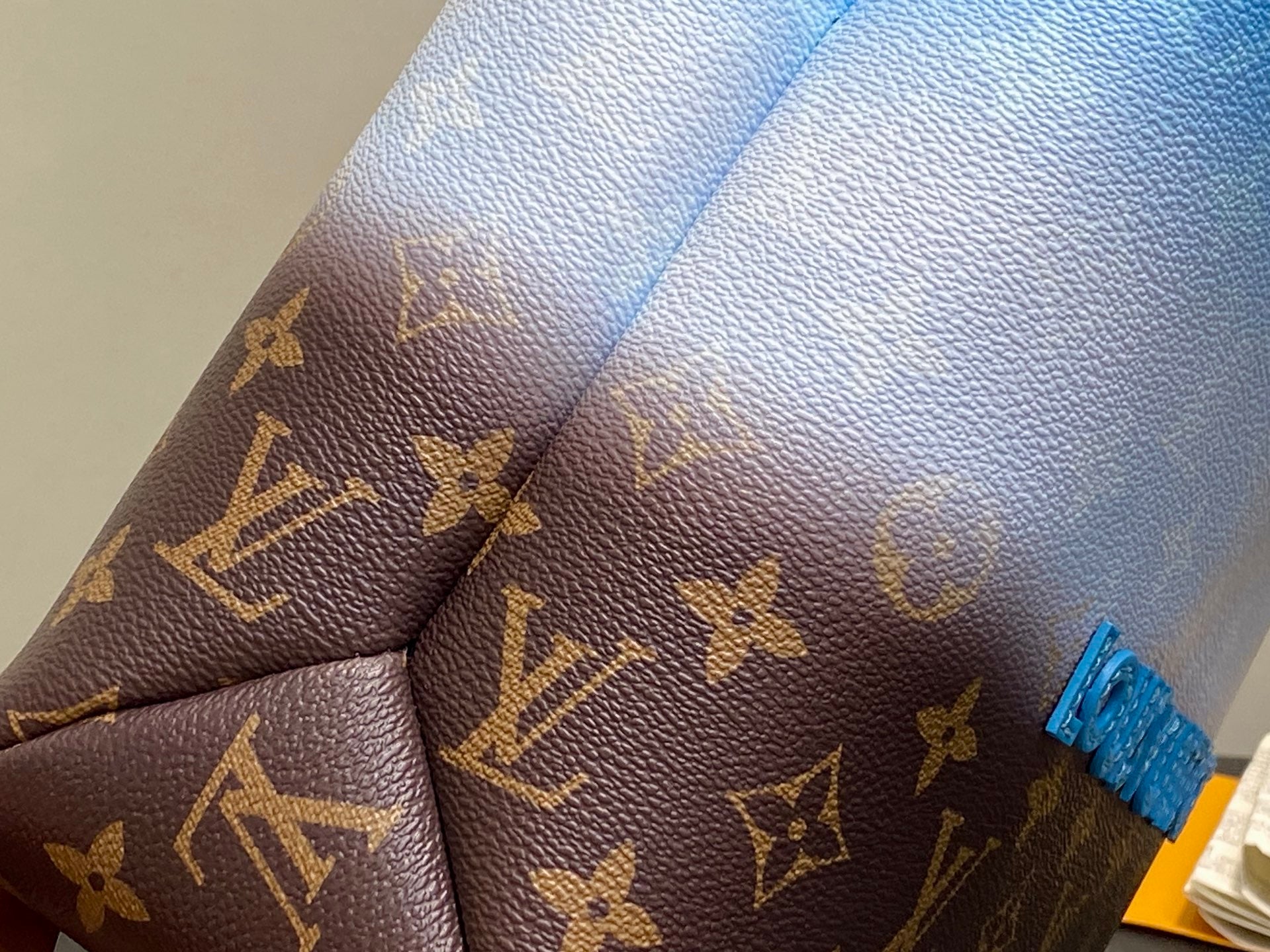 LV 2025 Blue Gradient Square Tote Shopping Bag Cowhide 343985