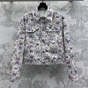 CD Jacket White Cotton Denim with Multicolor