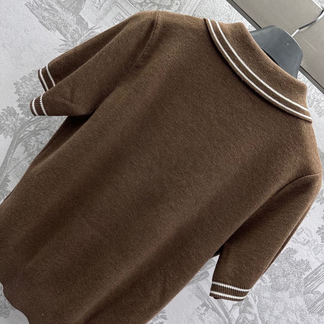 Miu 25 Polo T- Shirt Brown Wool 232022