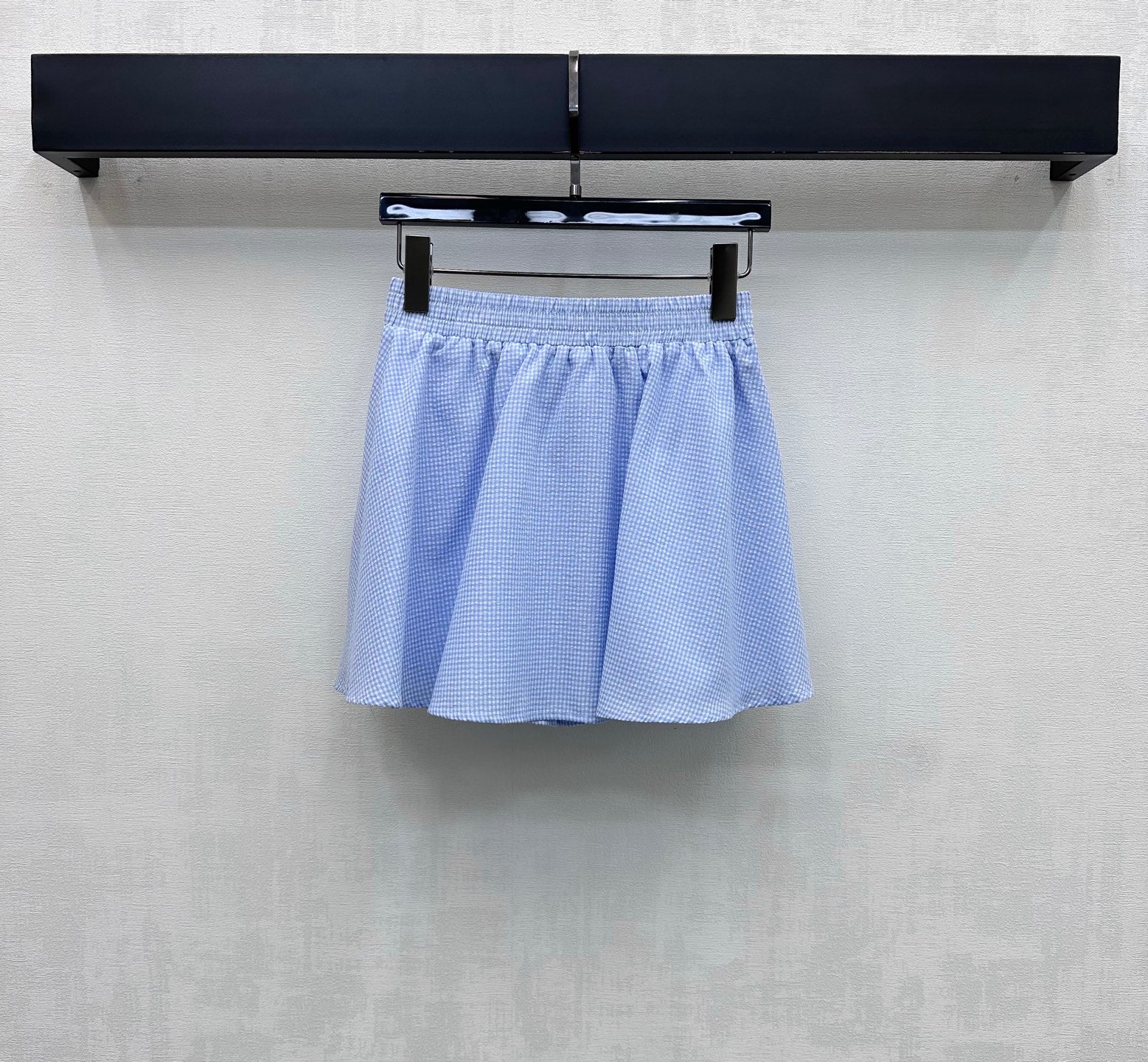 Miumiu 2026 Checkered Vest and Skirt Set Blue Polyester Cotton 431848