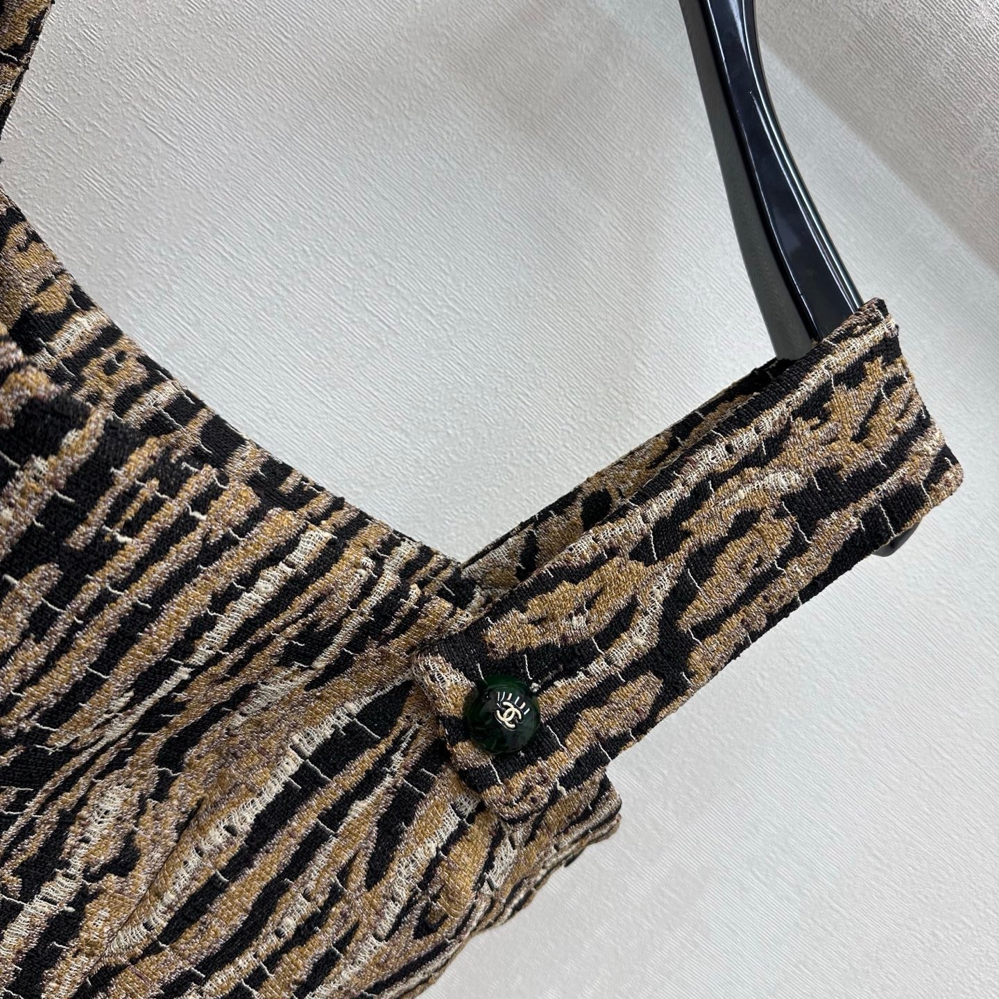 Chanel 2026 Tiger-print Suspender Dress Black Beige Cotton 418540