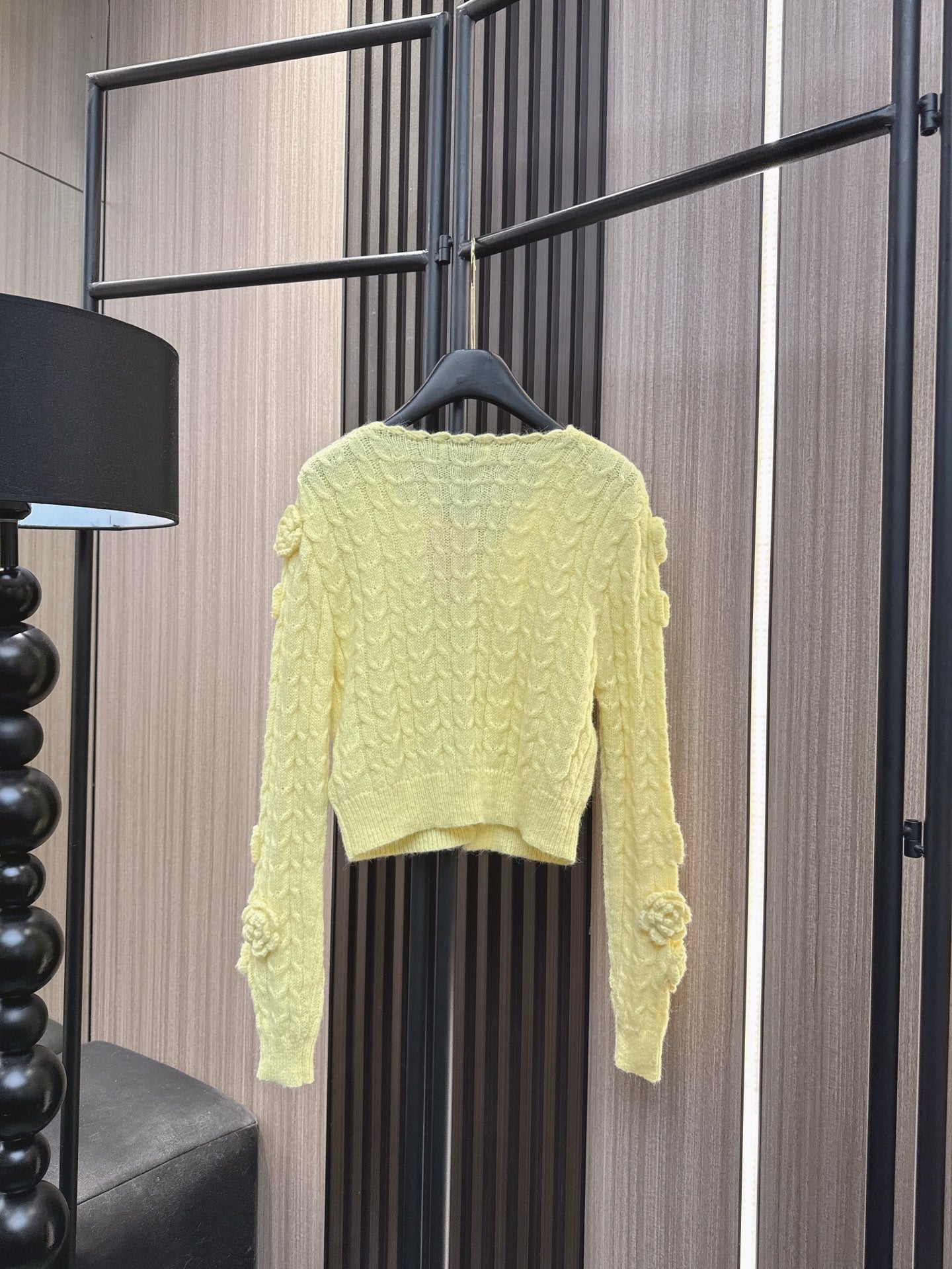 Miumiu 2025 Flower Cropped Knit Cardigan Wool Cotton