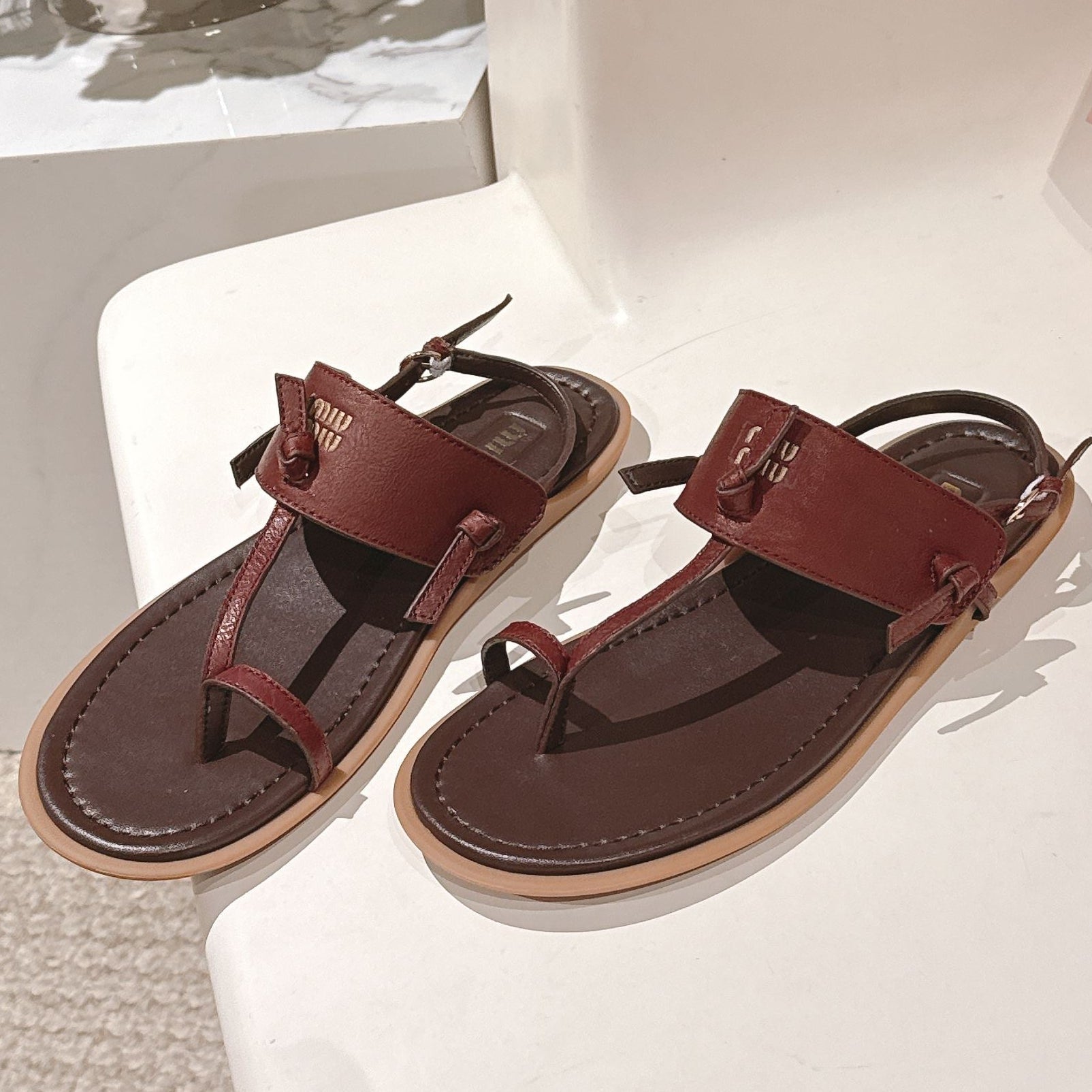 Miu Miu 2026 Sandal with Strap Red Chocolate Leather 620680