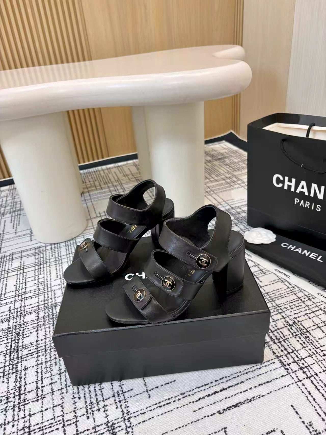 Chanel 2026 Double C Buckle Sandals 80mm Sheepskin 821465