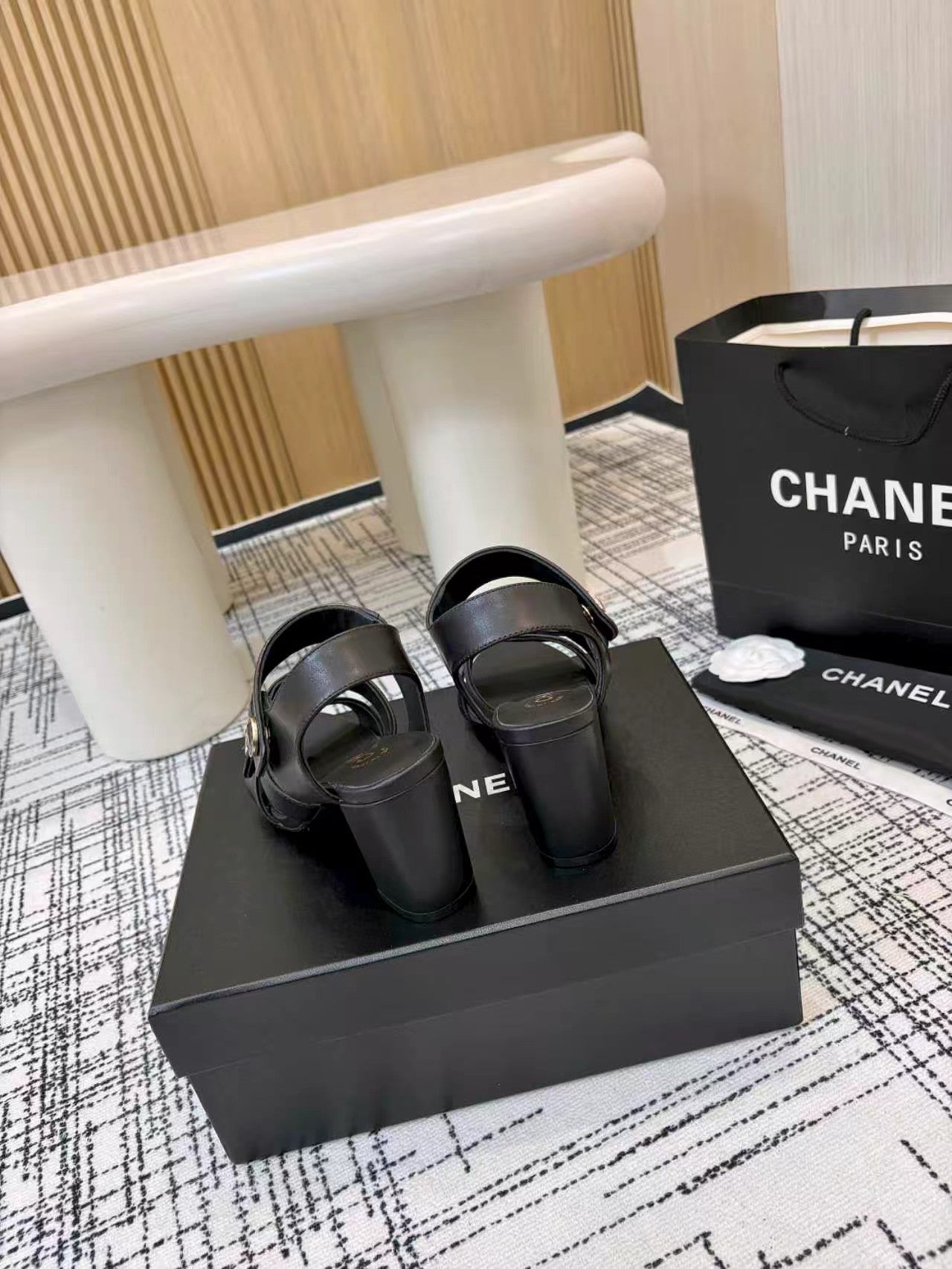 Chanel 2026 Double C Buckle Sandals 80mm Sheepskin 821465