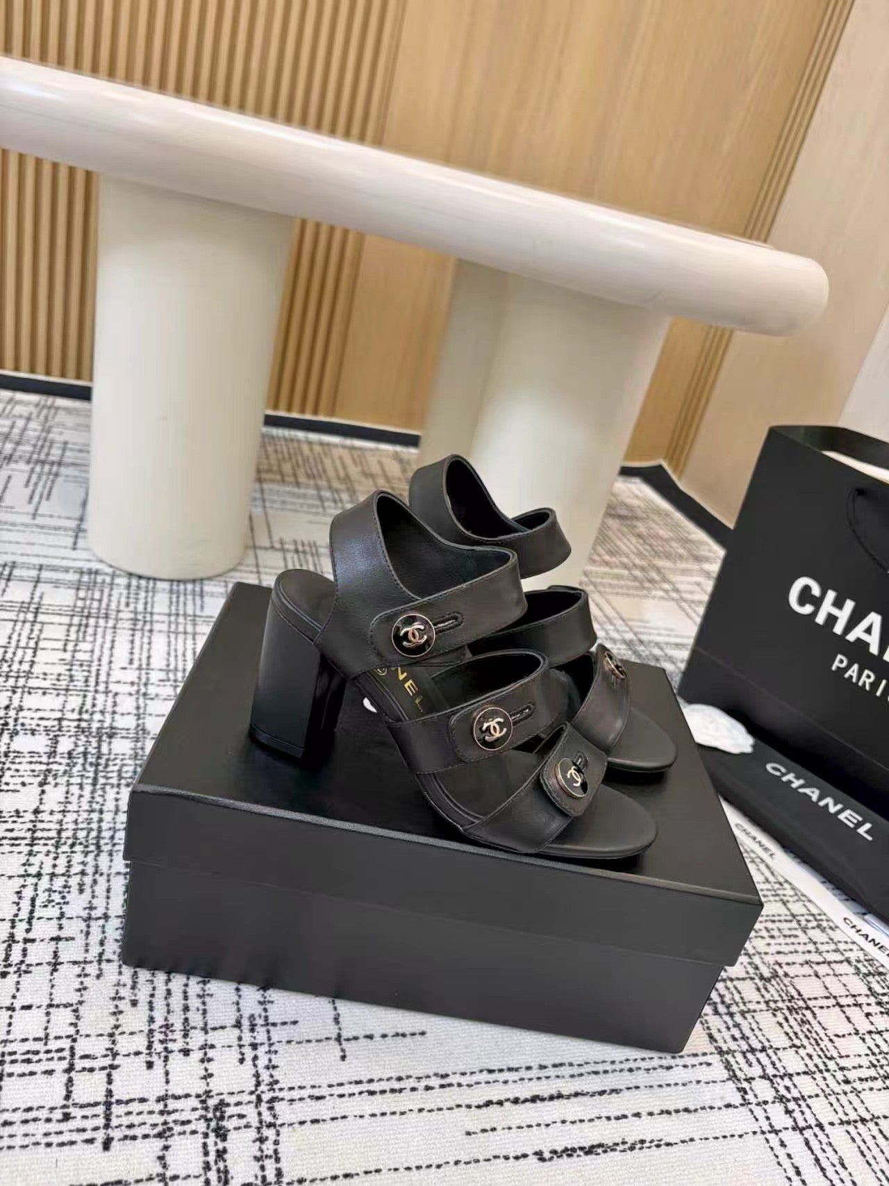 Chanel 2026 Double C Buckle Sandals 80mm Sheepskin 821465