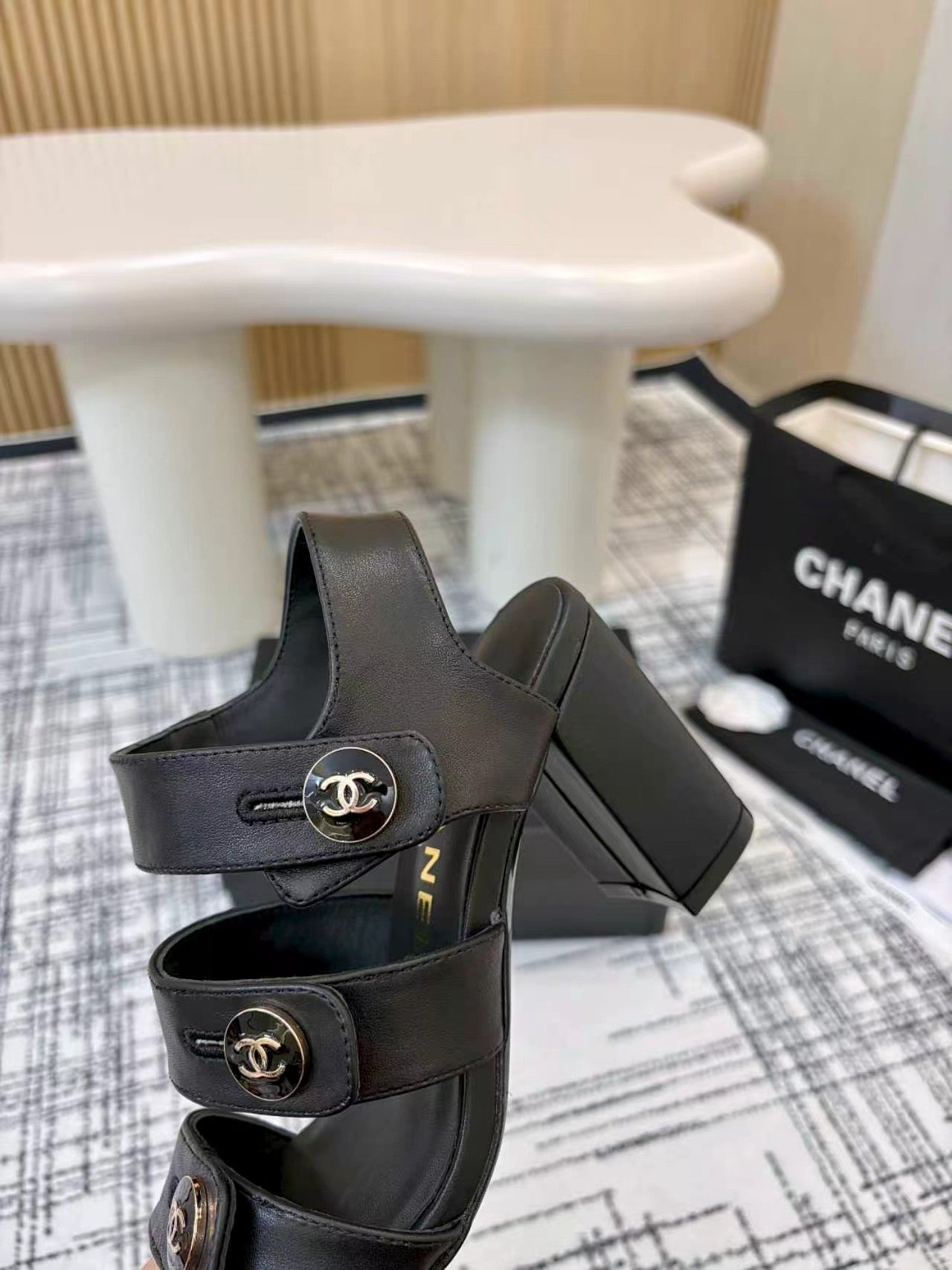 Chanel 2026 Double C Buckle Sandals 80mm Sheepskin 821465
