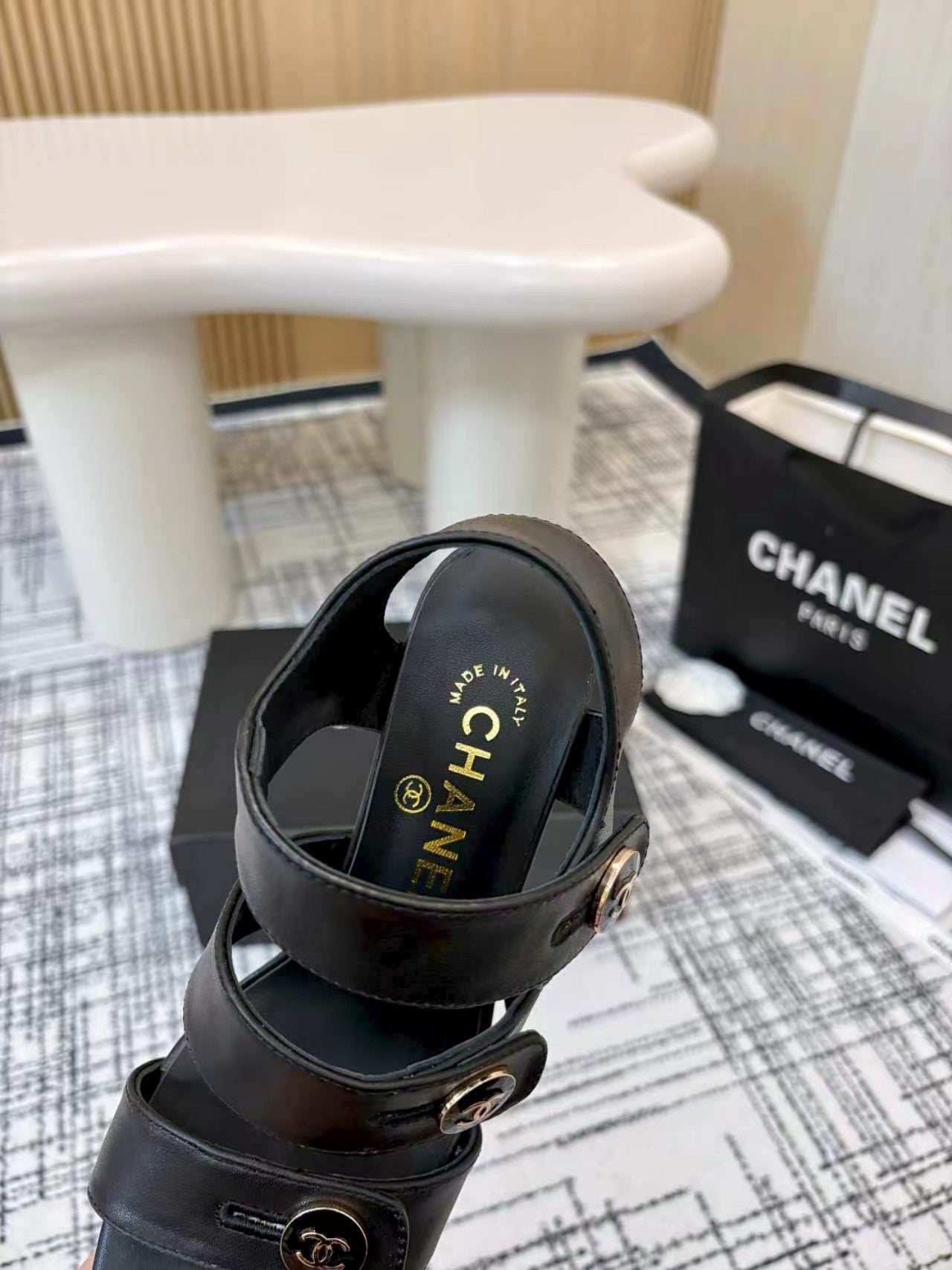 Chanel 2026 Double C Buckle Sandals 80mm Sheepskin 821465