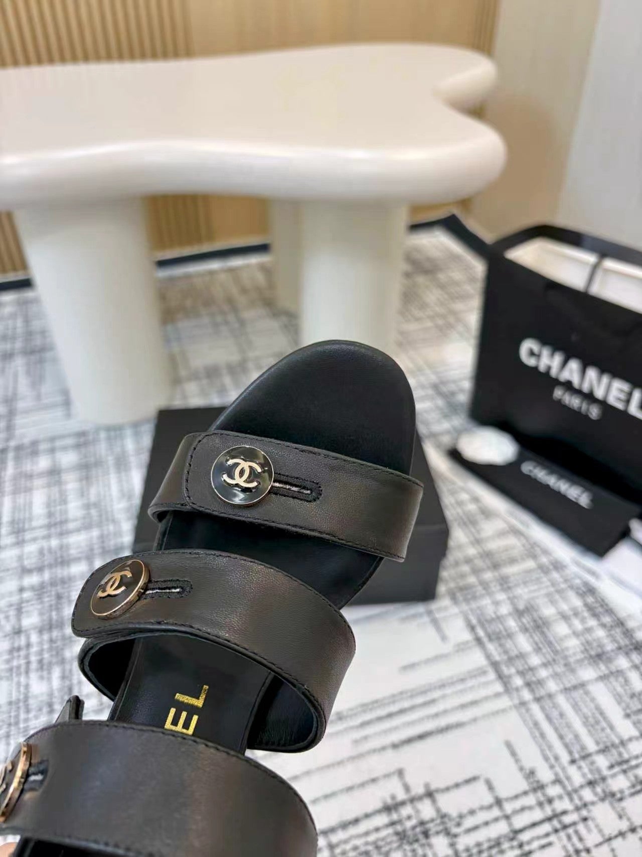 Chanel 2026 Double C Buckle Sandals 80mm Sheepskin 821465