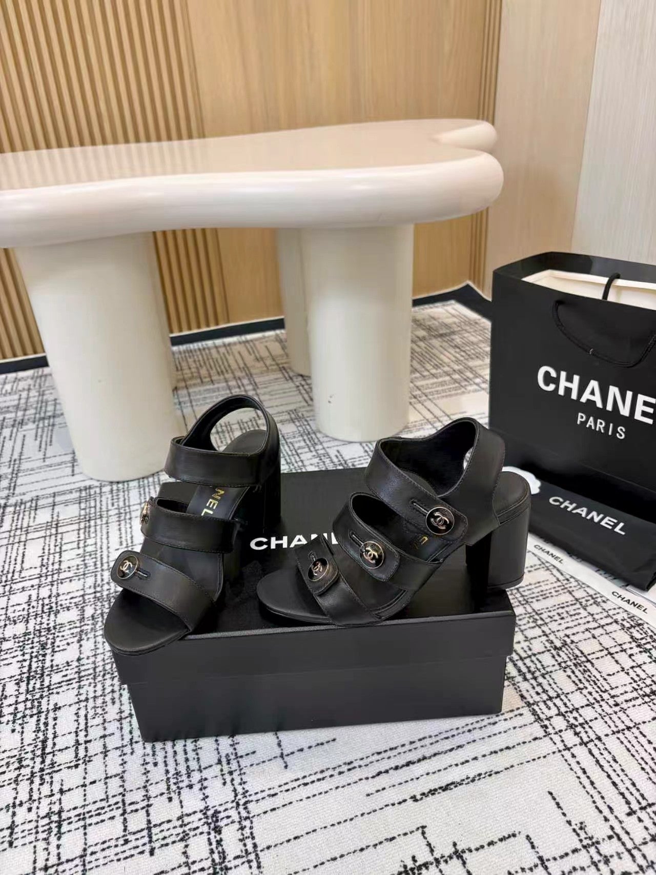Chanel 2026 Double C Buckle Sandals 80mm Sheepskin 821465