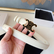 CL Black 25mm Triomphe Enamel Belt White Cowhide 616415
