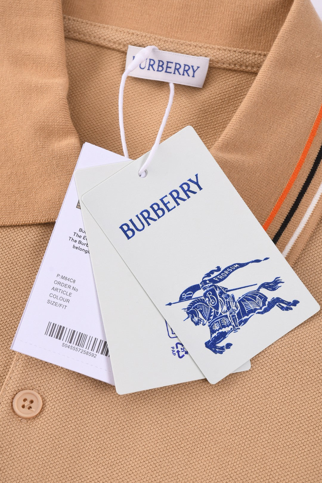 Burberry 25 Polo T- Shirt Caramel Cotton 232684