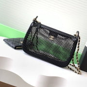 CC 25S Rectangle Black Cluth Bag With Chain