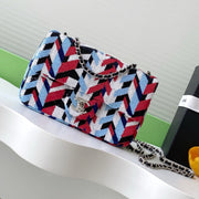 cc 25S Flap Bag 21cm Multicolor Chevron Sequin
