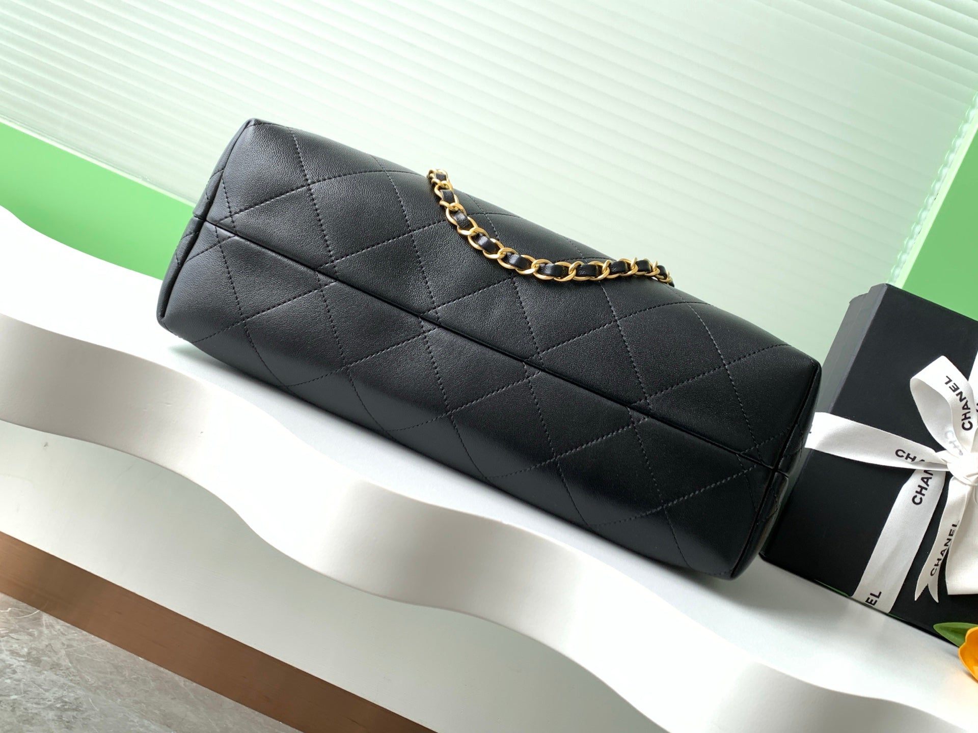 CC 25A Small Tote 36cm Grey Suede Black Calfskin