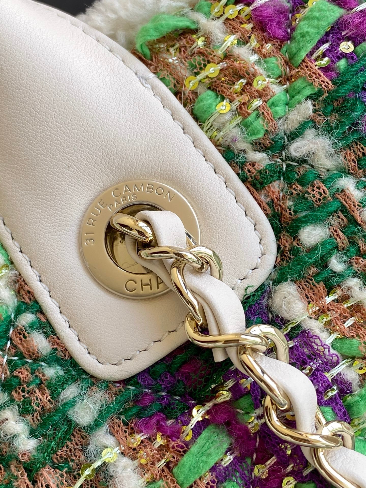 CC 2025 Bag Multicolor Tweed Fabric Leather