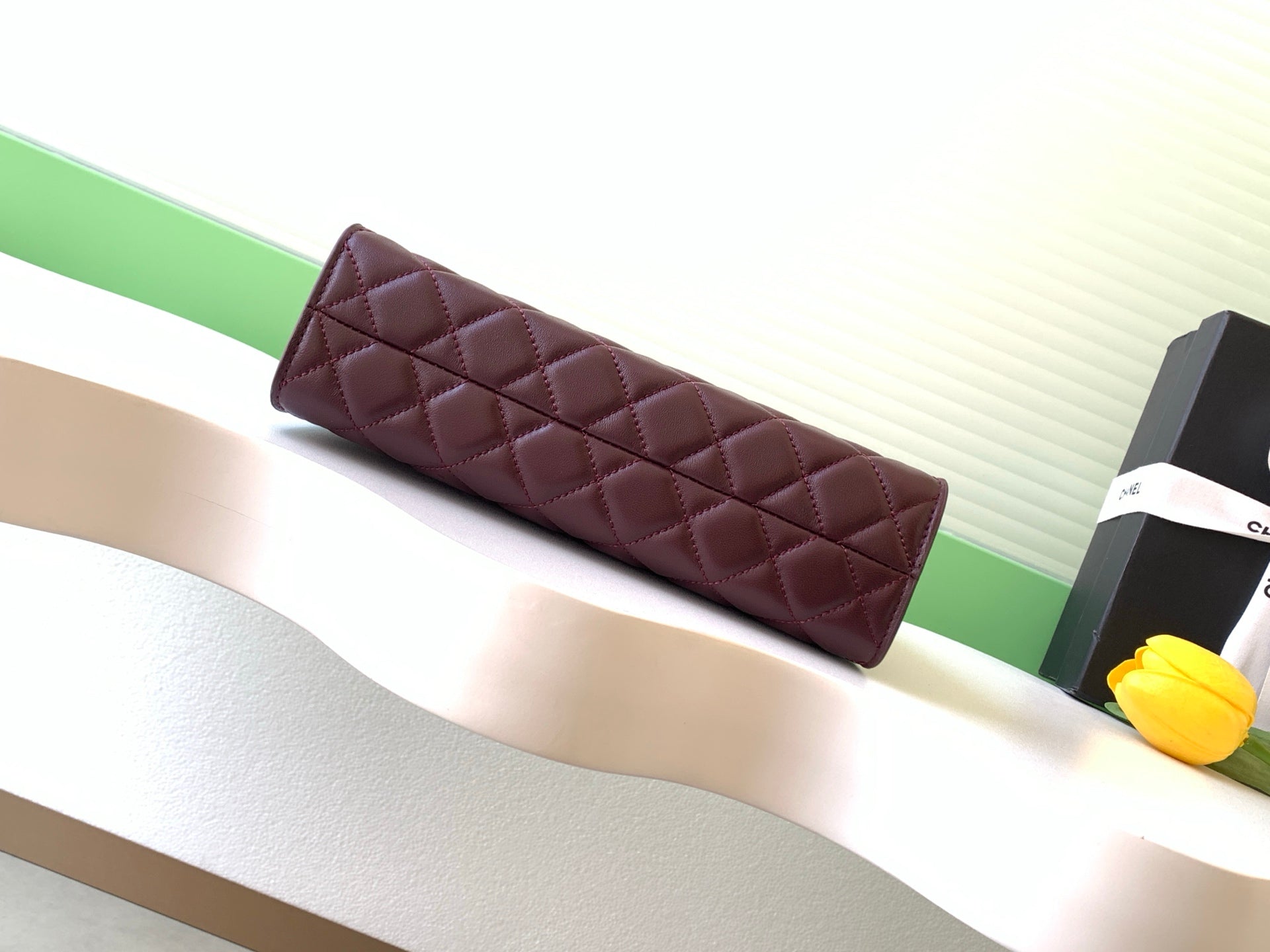 Chanel 25 Christmas Limited Hobo Shoulder Bag Burgundy Lambskin 324808