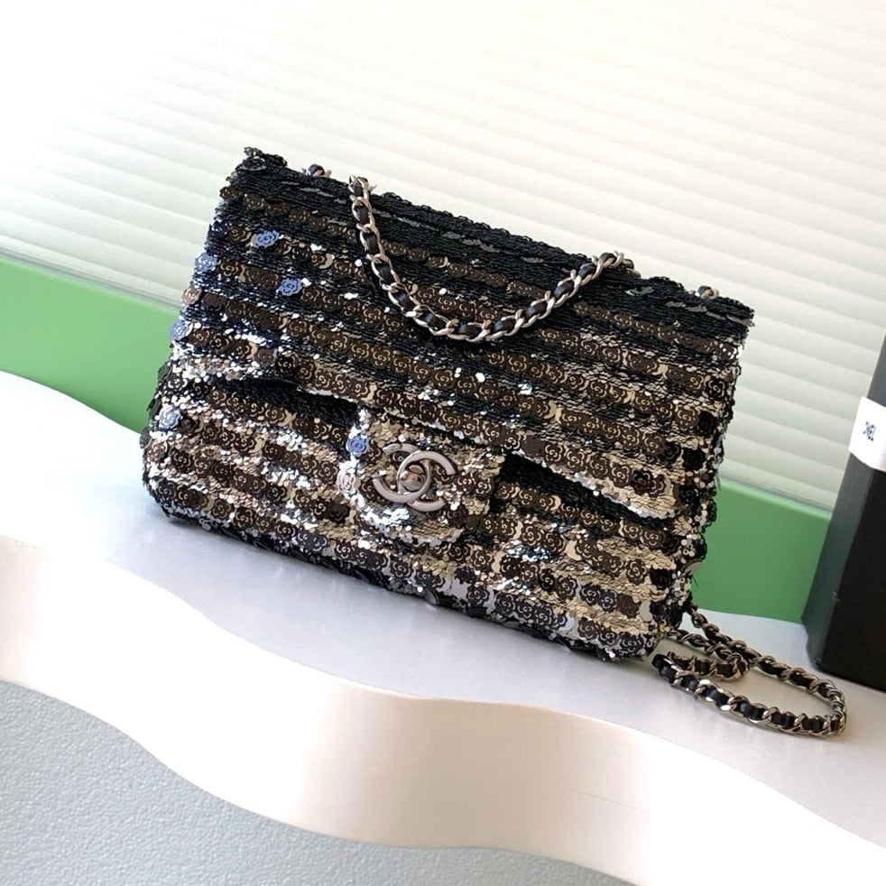 Chanel 2026 Bag 21cm Black Sequin 331214