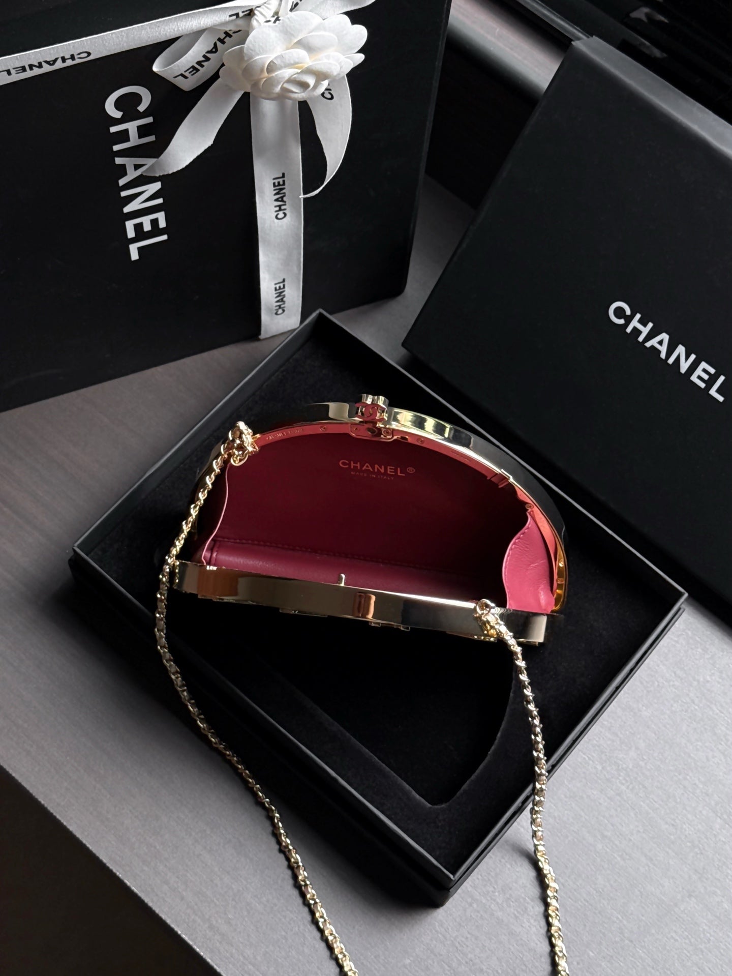 Chanel 2026 Elevator Minaudiere Bga 21.5cm Gold Metal