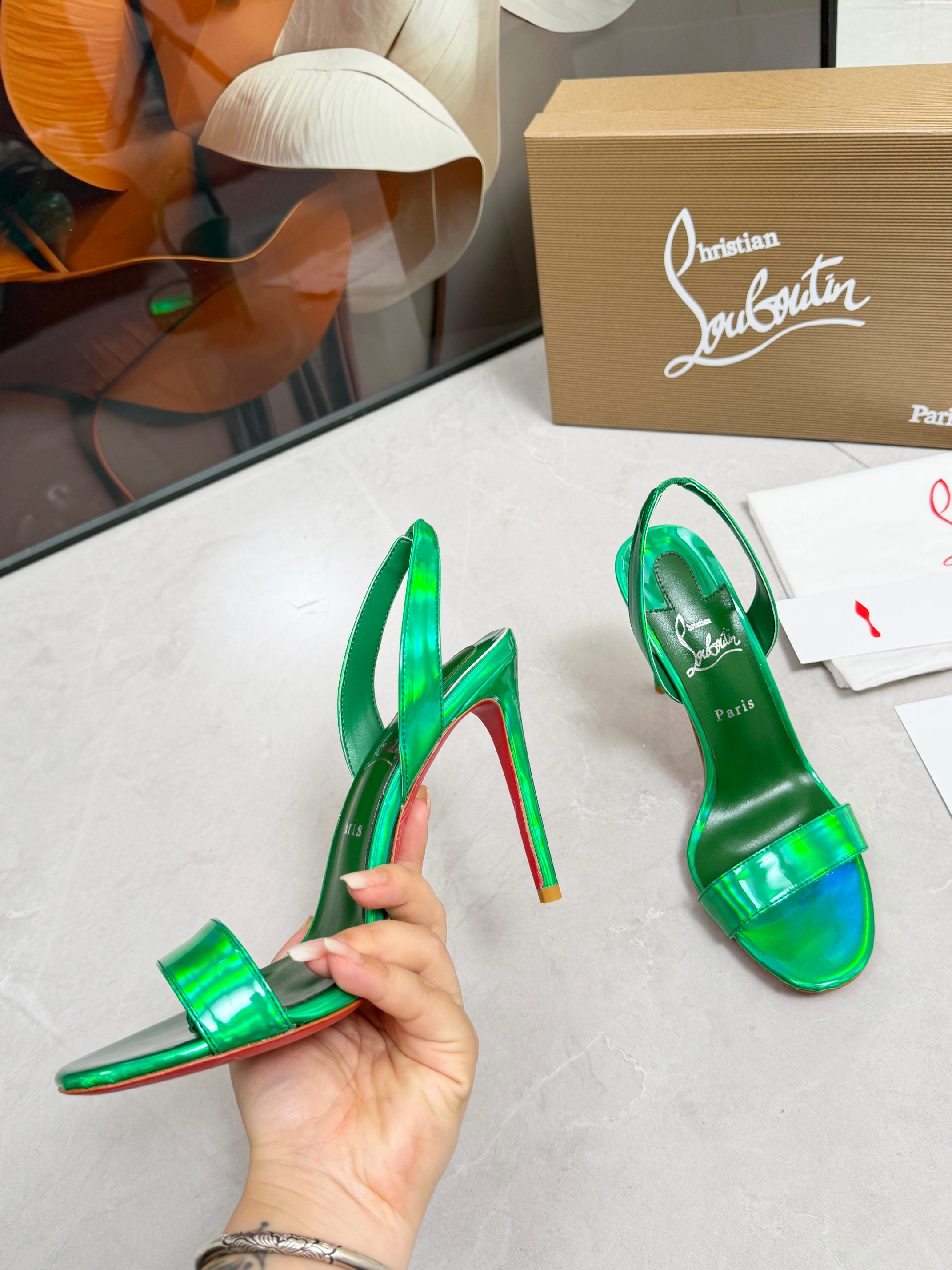Christian Louboutin Loubi Queen Sandal Patent Leather 838983