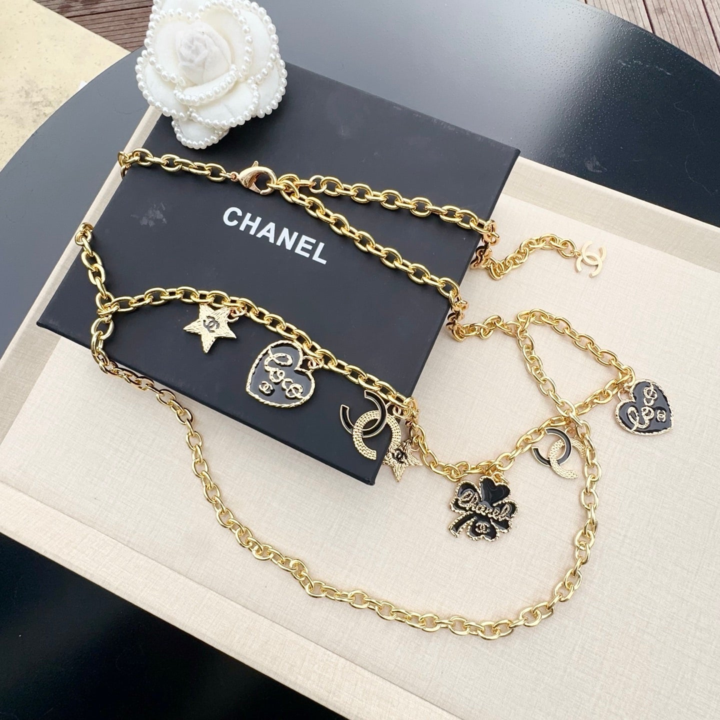 Chanel 2026 Heart Lucky Clover Charm Chain Belt 200770