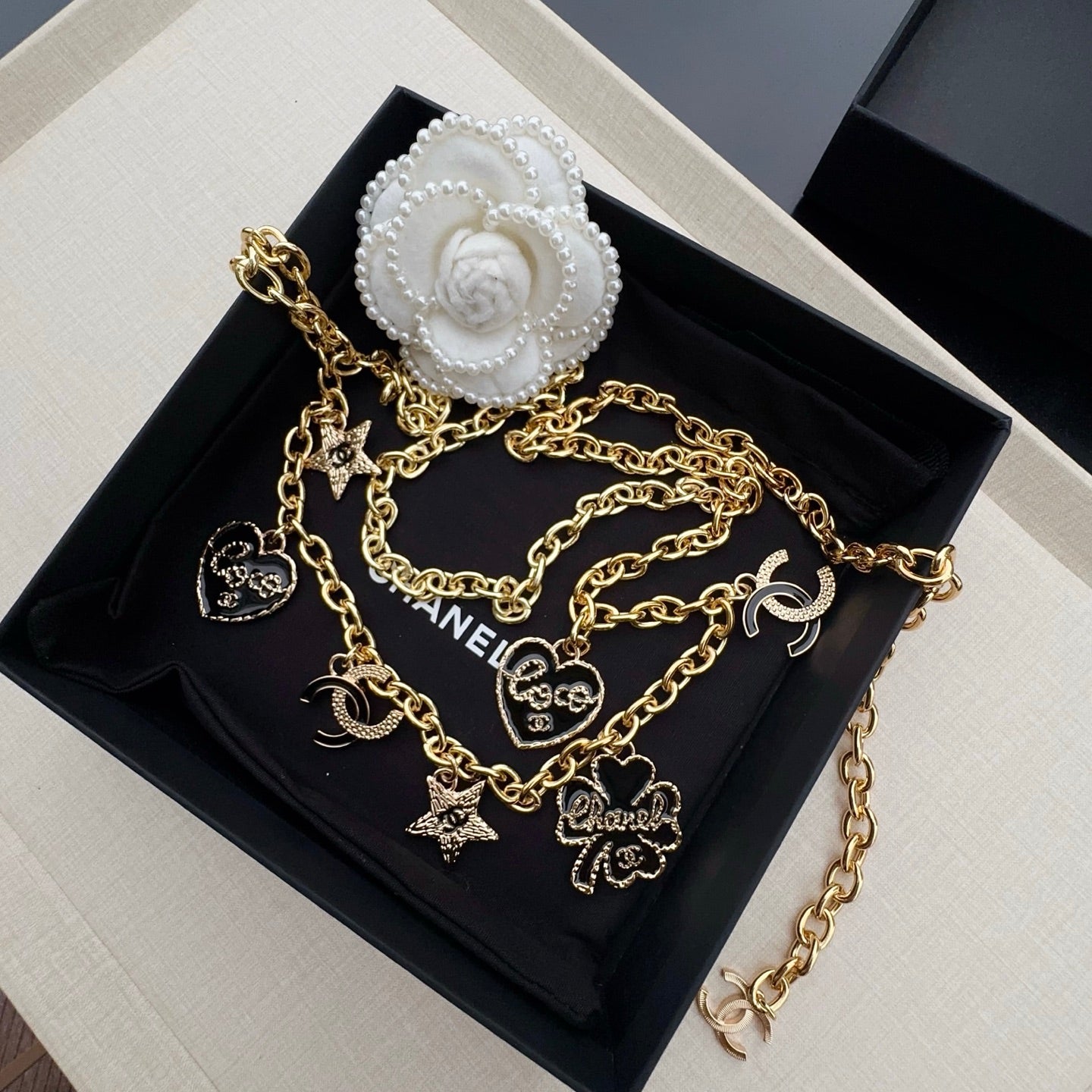 Chanel 2026 Heart Lucky Clover Charm Chain Belt 200770