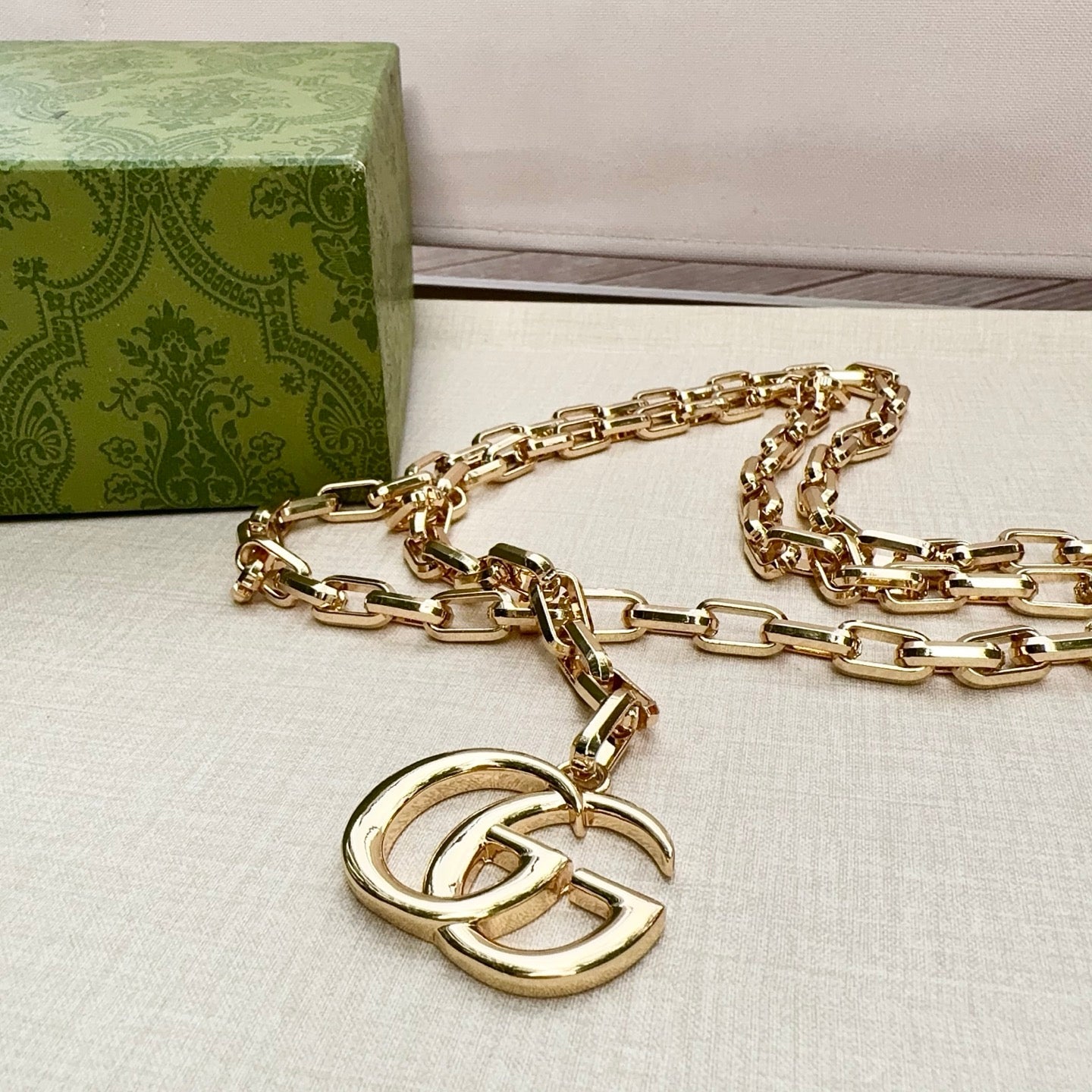 Gucci 2026 Double G Charm Belt Gold 204543