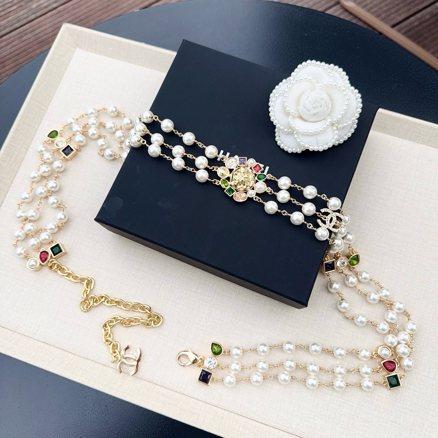 Chanel 2026 Pearl Choker Camellia Charm Belt 205839