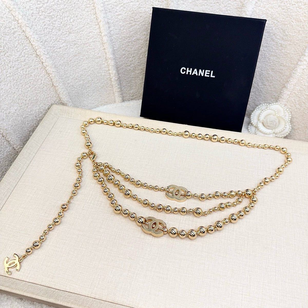 Chanel 2026 CC Logo Beaded Waist Chain Belt 217367