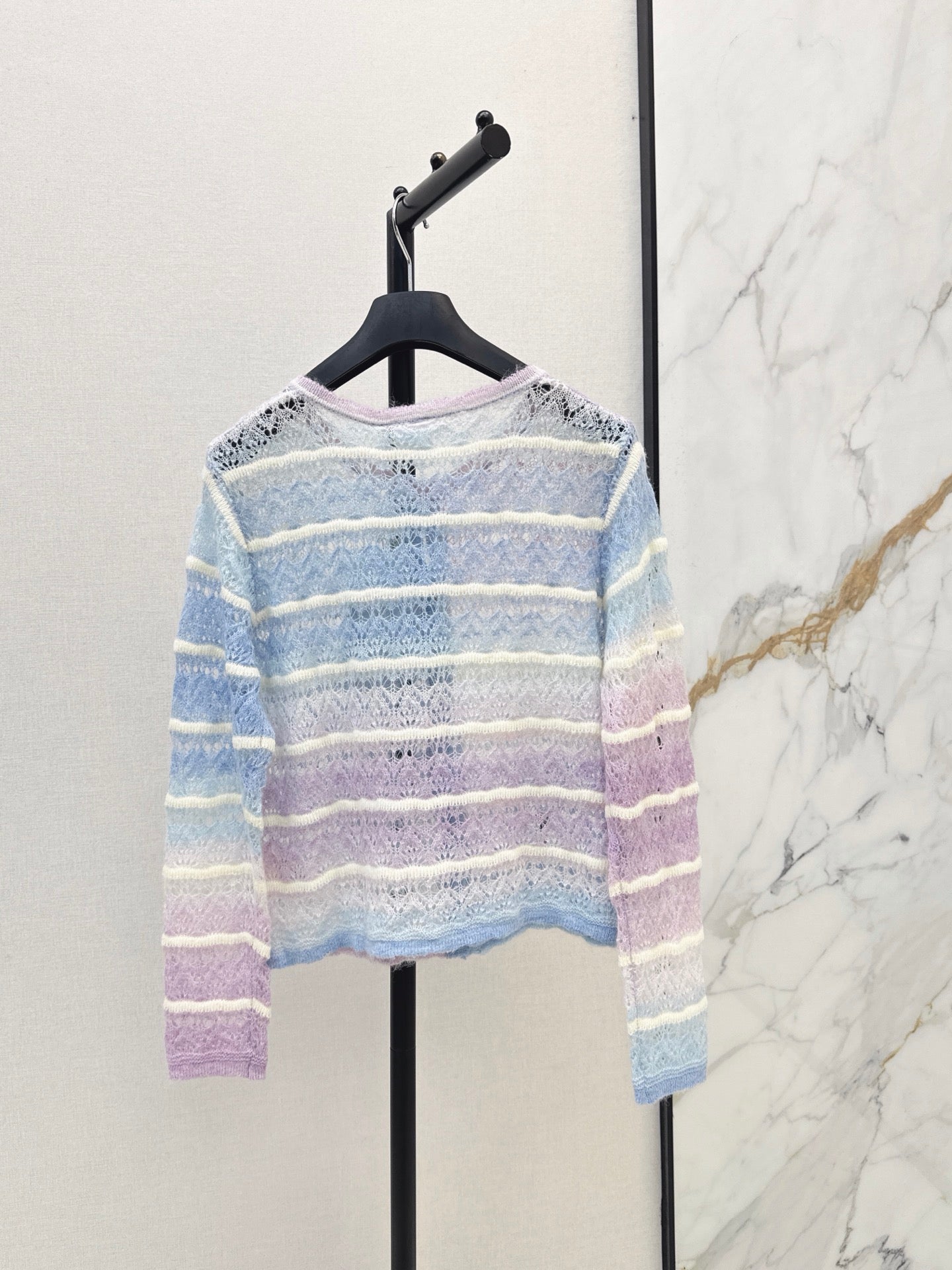 Dior 2026 Striped Crew Neck Knit Cardigan Wool 787445