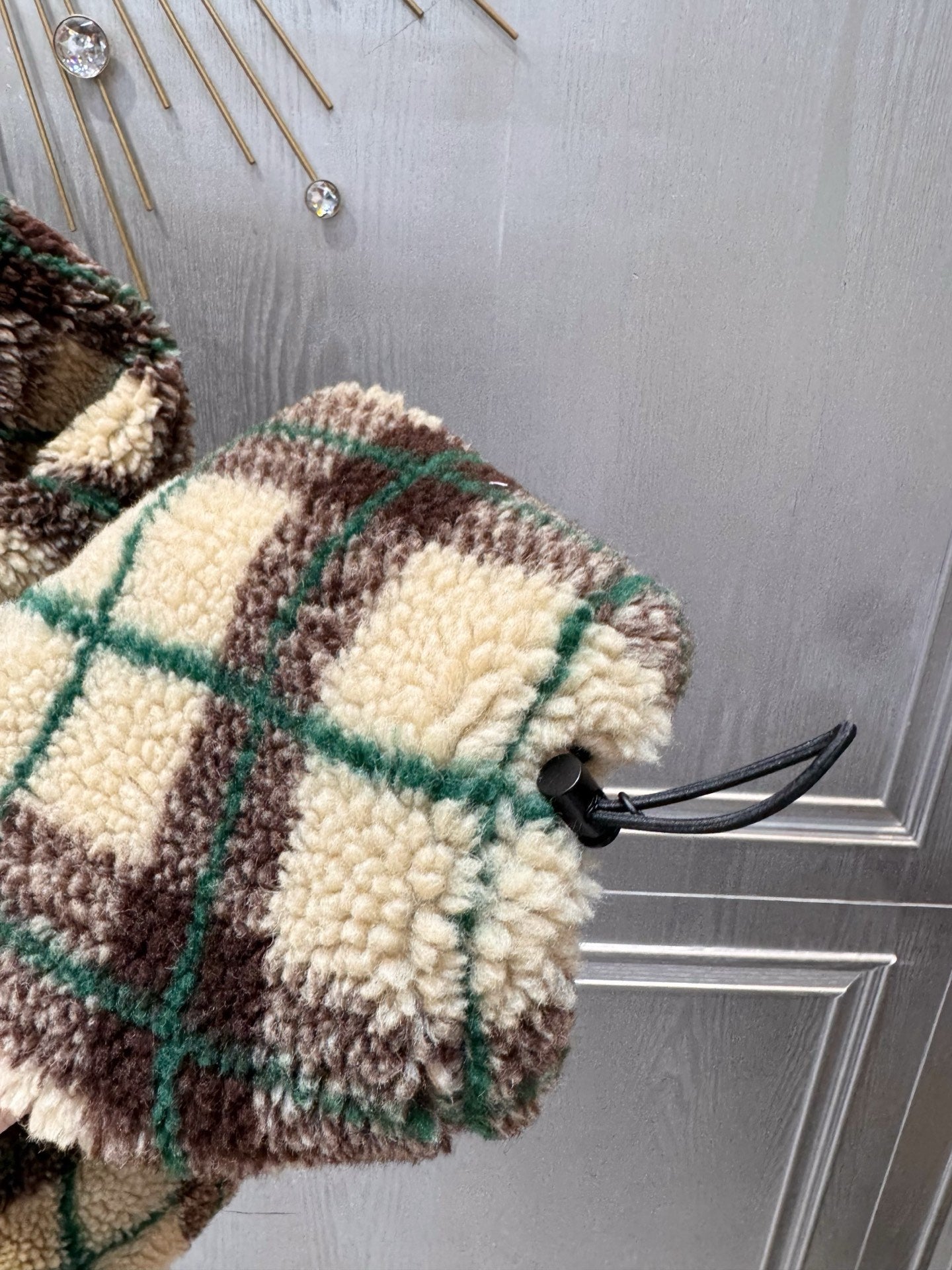 Miumiu 2025  Teddy Fleece Short Jacket Beige Mix Color Wool Polyester