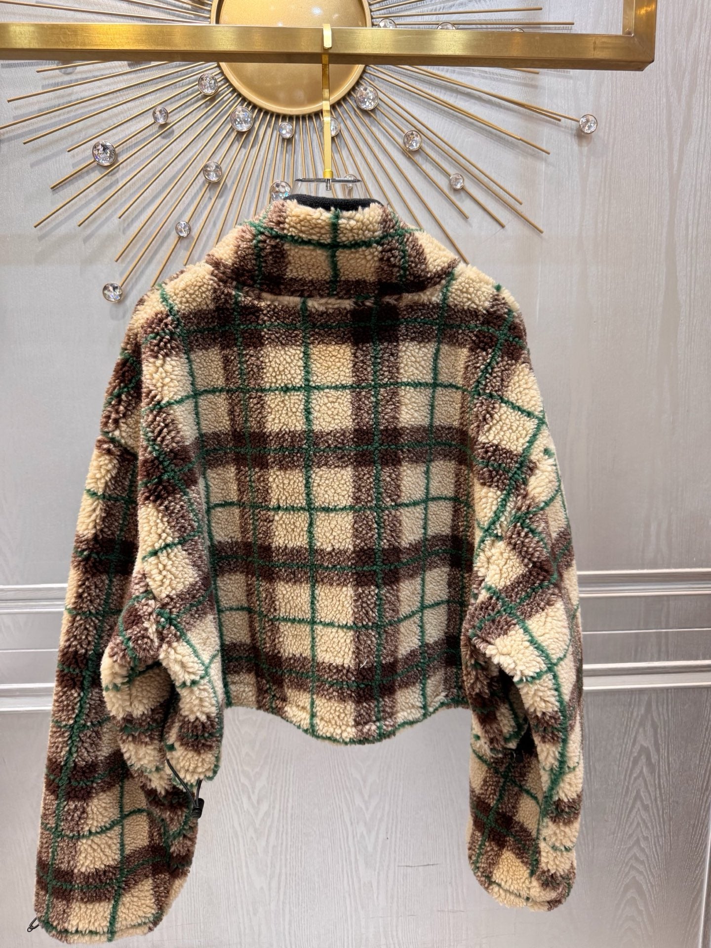 Miumiu 2025  Teddy Fleece Short Jacket Beige Mix Color Wool Polyester