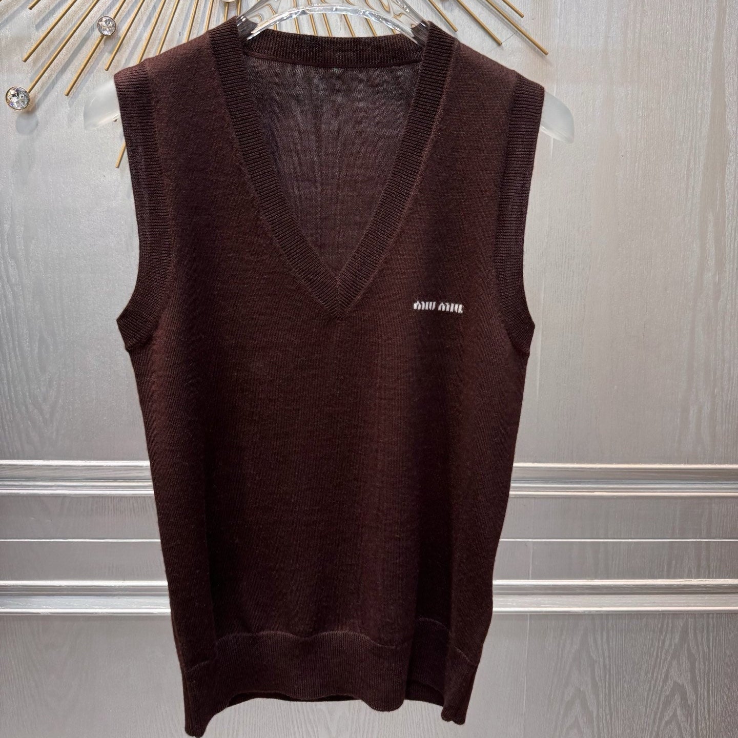 Miumiu 2026 Knit Vest  Coffee Brown Wool