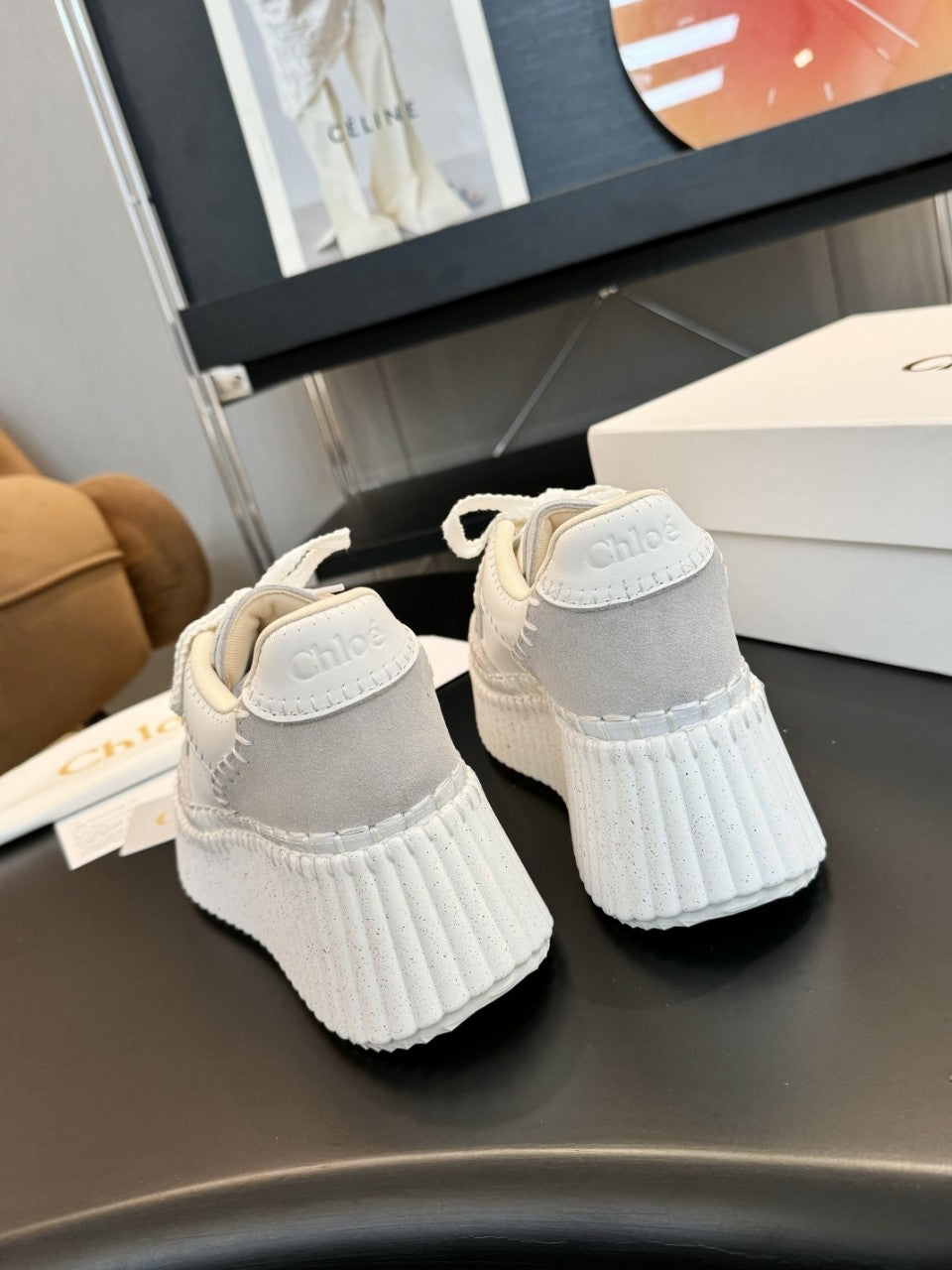 Chloe 2025 Nama Wedge Sneaker White Cowhide 576720