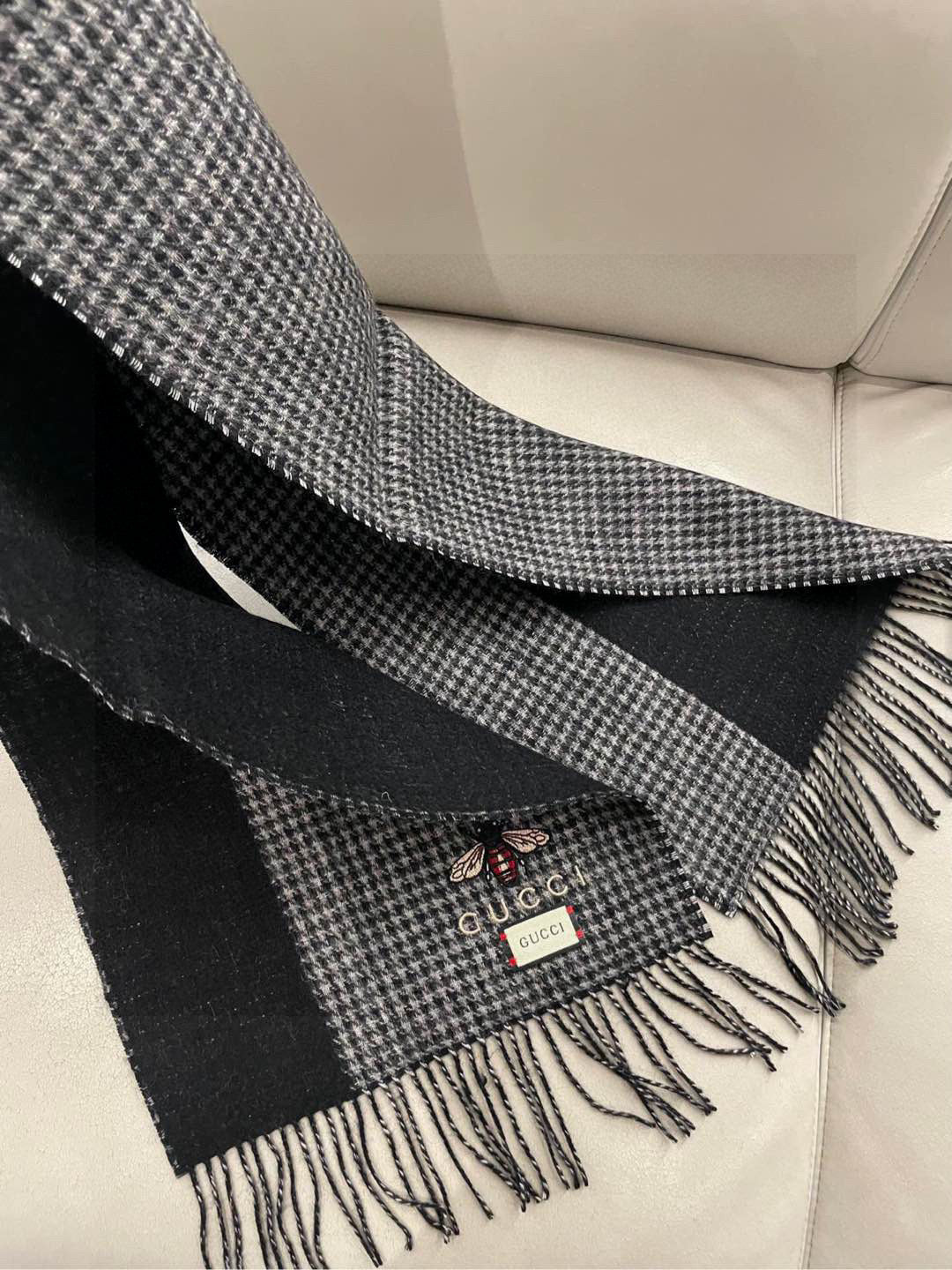 GG Double-Sided Scarf 180CM Black Cashmere 287525