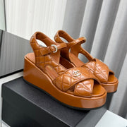 high heel sandals brown quilted lambskin 95